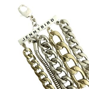 Jenny Bird Chain Cuff Bracelet Five Mixed Styles Gold Silver